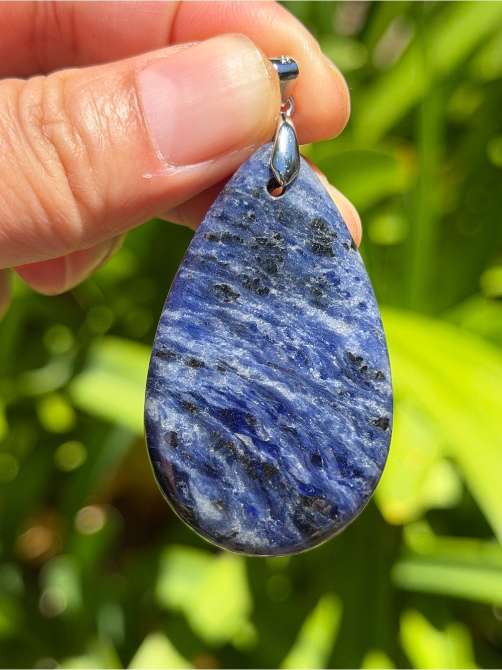 925 silver plated blue sodalite pendant 1620